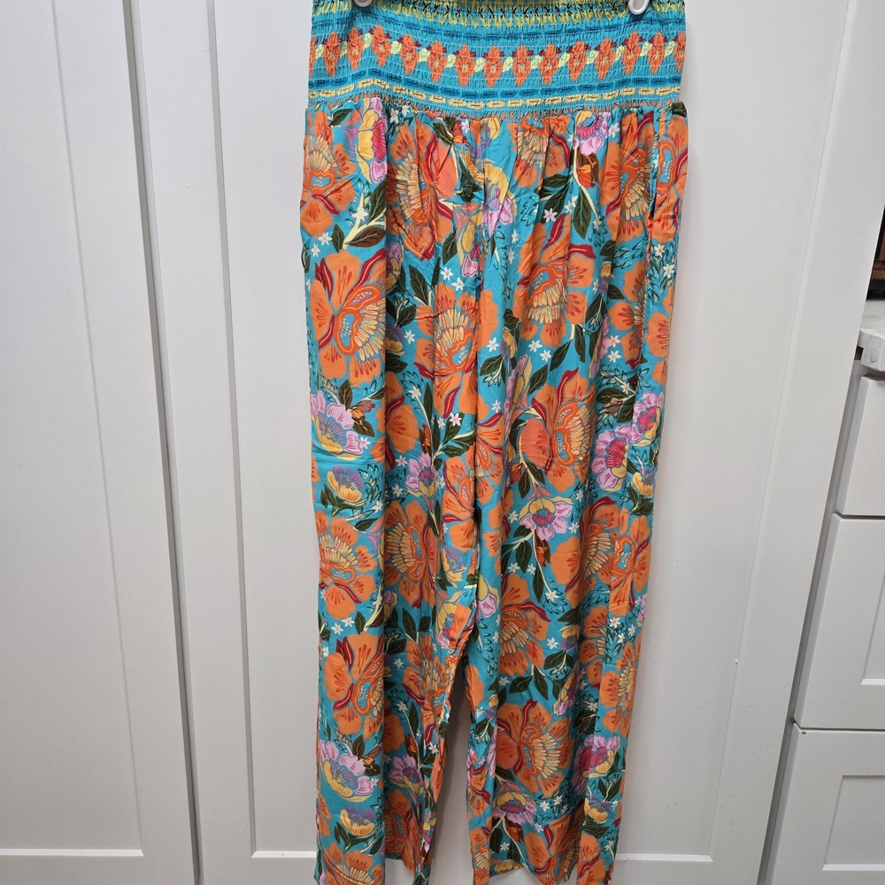 Cupshe Floral Wide Leg Pants - Orange and‎ Green Pocjet - Picture 3 of 16